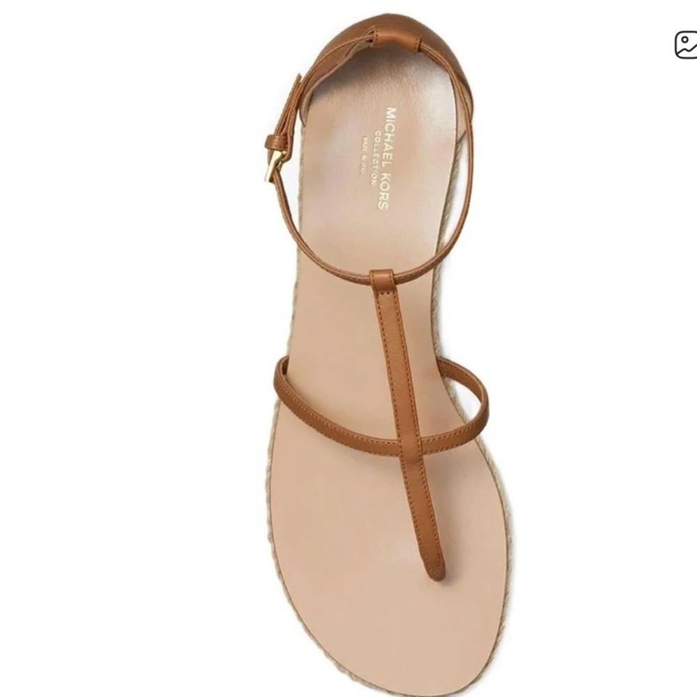 Michael Kors Collection annabeth runway leather sandal acorn 36.5 espadrille - Picture 3 of 5